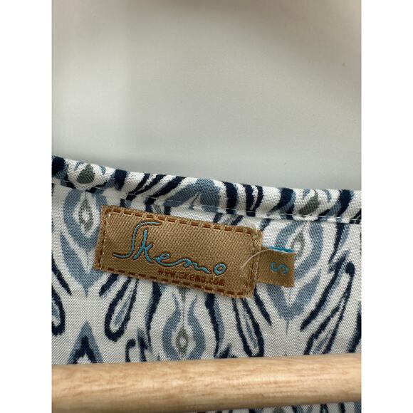 Skemo Women Size Small Blue Printed Sequin Tassel Tunic Swim Coverup Boho - Picture 7 of 9